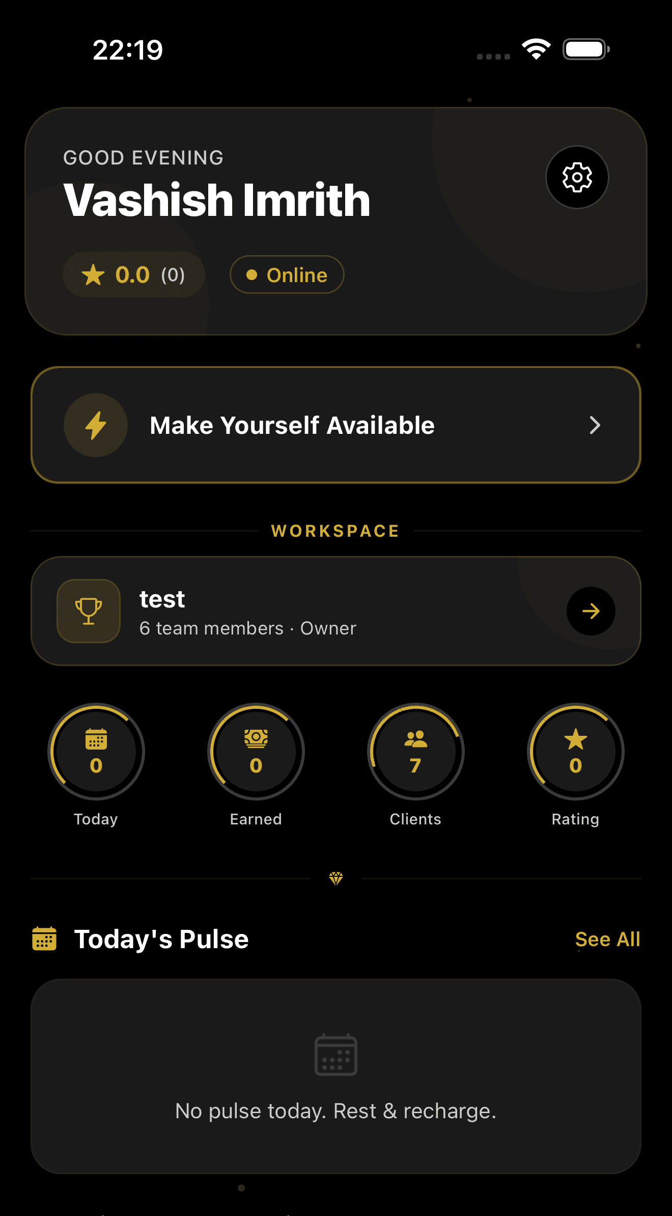 Todayly workspace dashboard